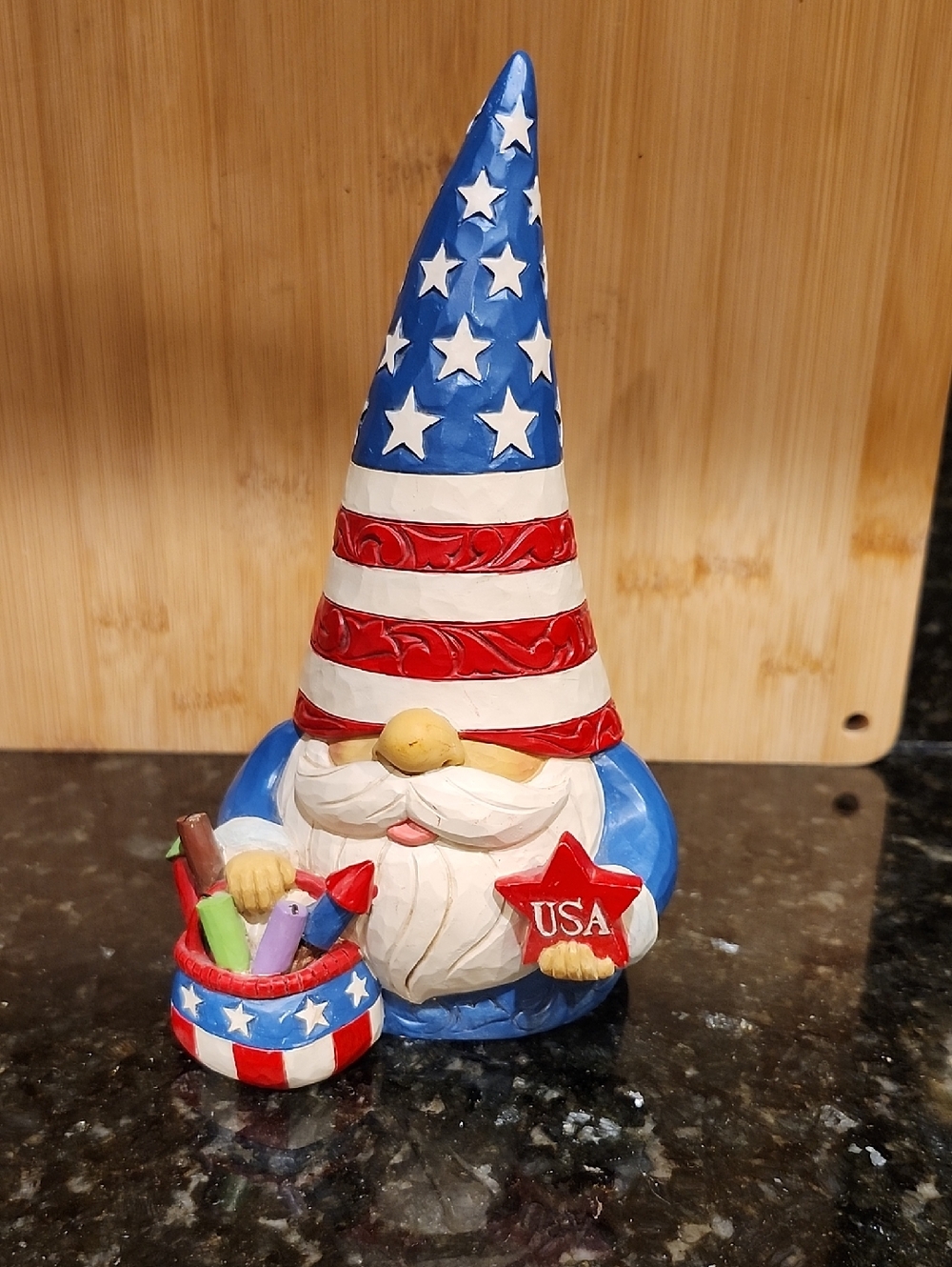 Patriotic USA Gnome Figurine - Red, White & Blue
